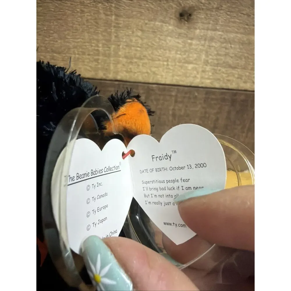 TY Beanie Baby FRAIDY the Black and Orange Cat Halloween With Tags